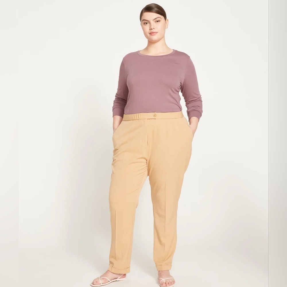 NWT Universal Standard M 18-20 Twill Cigarette Pant Cuffed Tan Ice Coffee